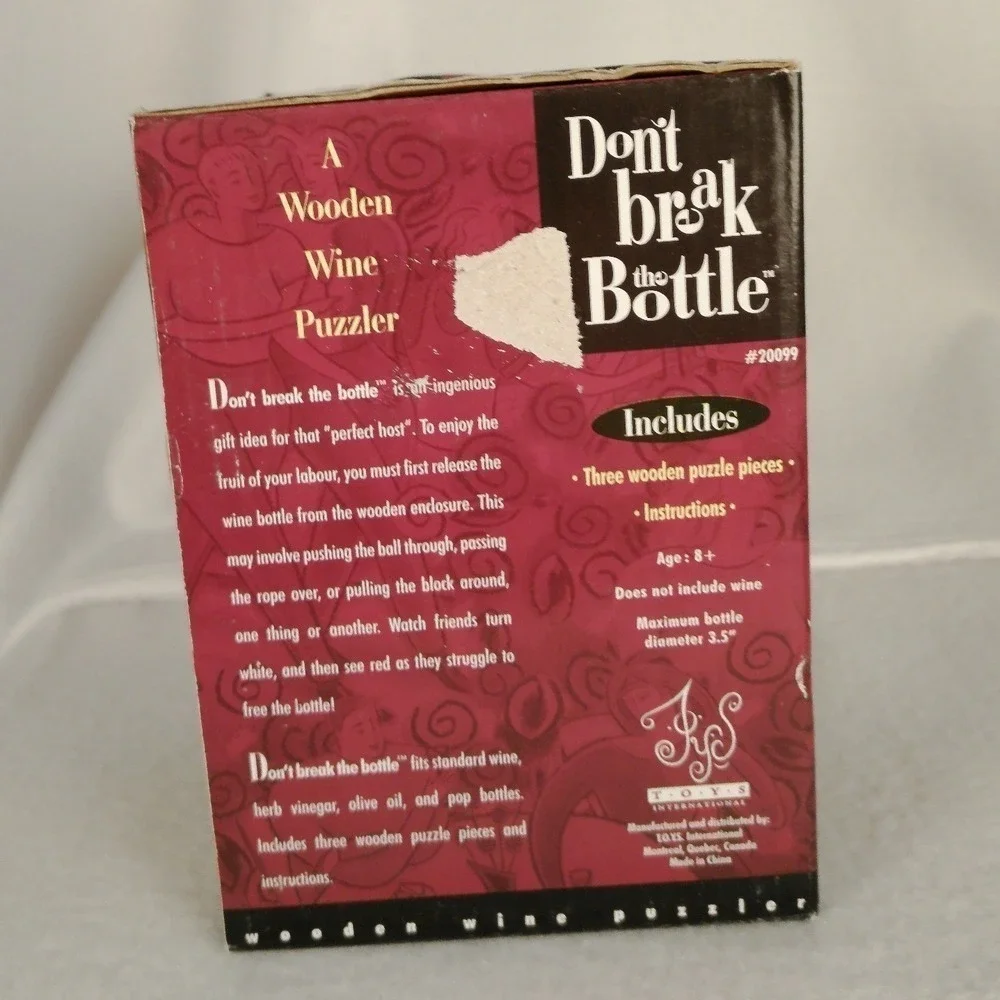 New Don't Break the Bottle Wooden Wine Puzzler Gift for Host